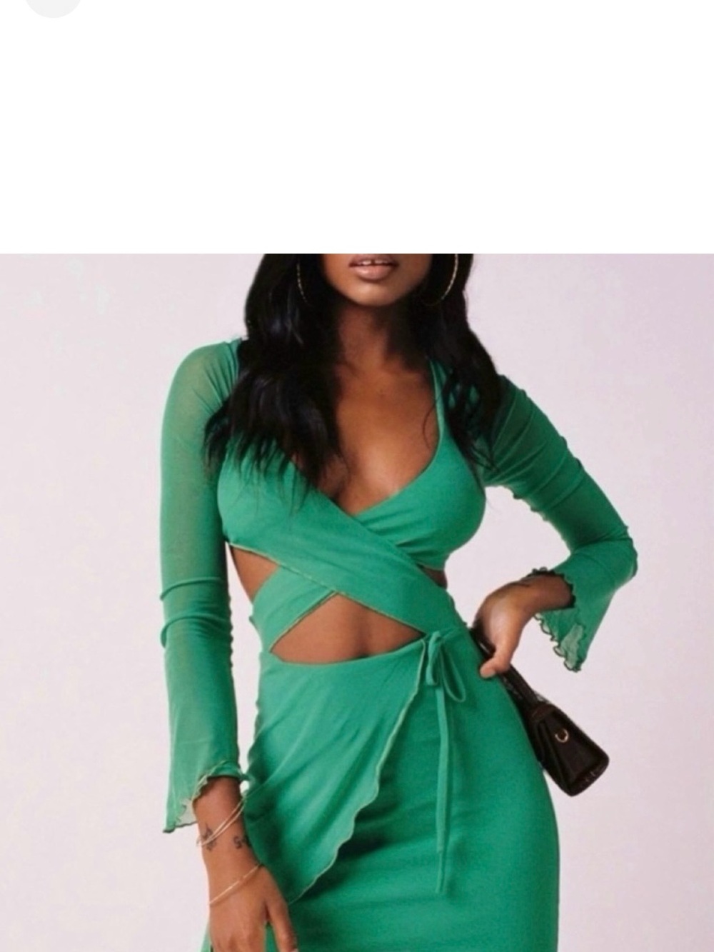 Tiger Mist Green Wrap Cutout Crop Top